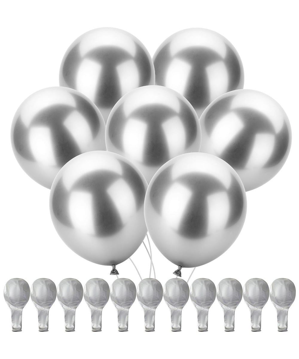 Mr. Pen metallic balloons in silver for eye catching party decor.