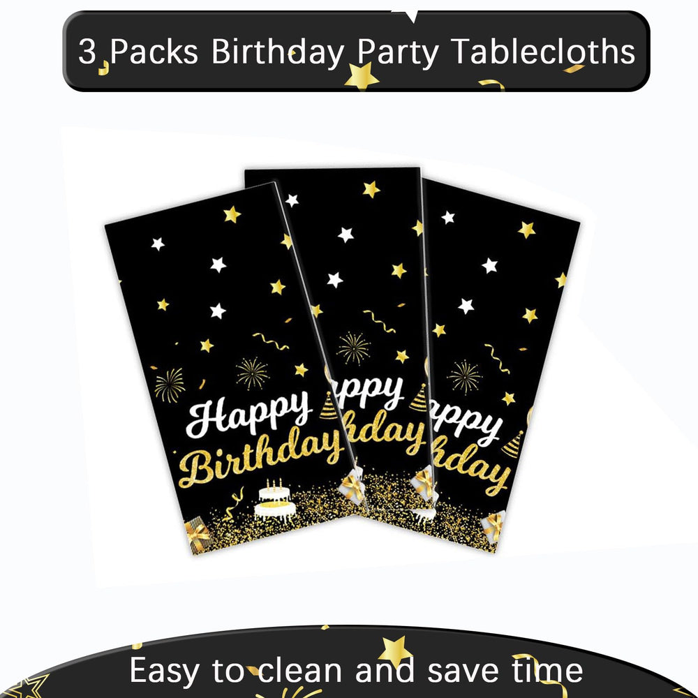 Disposable tablecloth protects surfaces during kids' birthday parties.