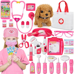 MR.TN 33pc pet doctor kit with dog toy sparks imaginative play.