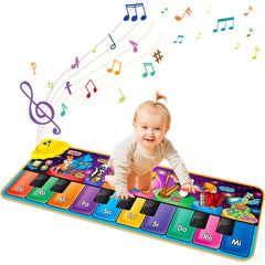 MR.TN Kids Musical Piano Mat front view with colorful keys for sensory play and early music exploration.