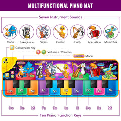 MR.TN Kids Musical Piano Mat side view showing foldable design for portable play.