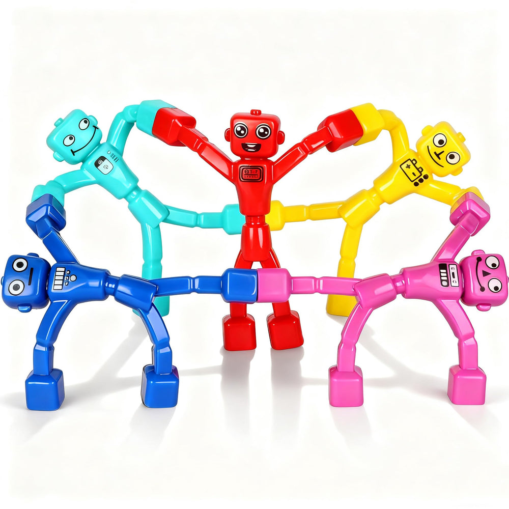 Mruikeny magnetic robot men for travel play and creative building on the go.