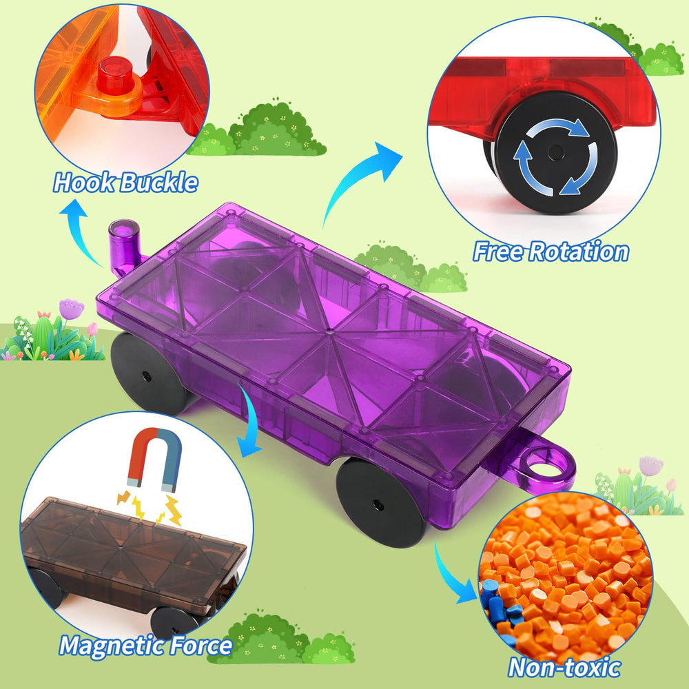 Mruikeny magnetic tiles cars train-assembly invites expandable collaborative building sessions