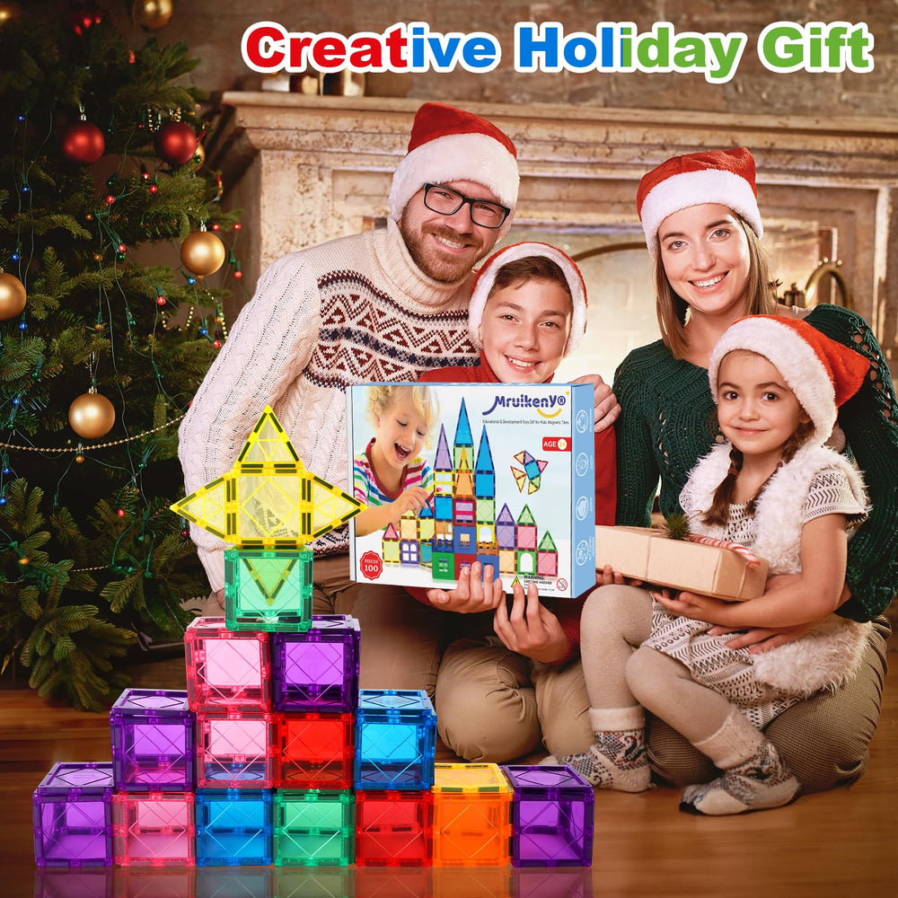 Mruikeny magnetic tiles gift pack ideal for birthdays and holidays.