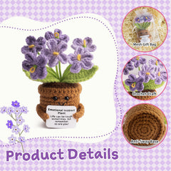 MS ZHENQIAO Myosotis-themed crochet doll adds playful charm to shelves.