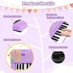 M SANMERSEN toy piano purple battery compartment indicates flexible power for practice