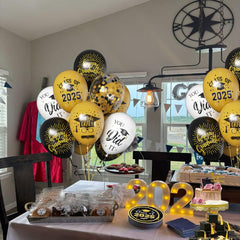 Msiveavz black and gold balloons for classy graduation celebration decor