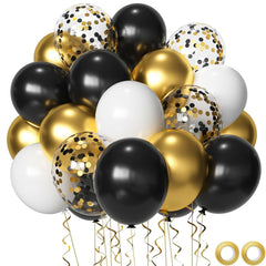 Msiveavz black white gold balloon set for elegant events and photo-ready décor.