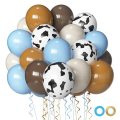Msiveavz blue brown cow print balloons for farm-themed celebrations