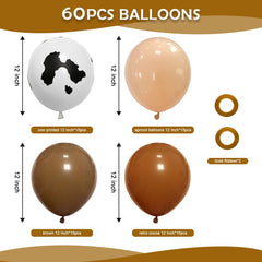 Msiveavz cow print balloons closeup shows bold spots on brown latex