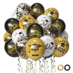 Msiveavz graduation balloons 2025 black gold set for elegant party decor