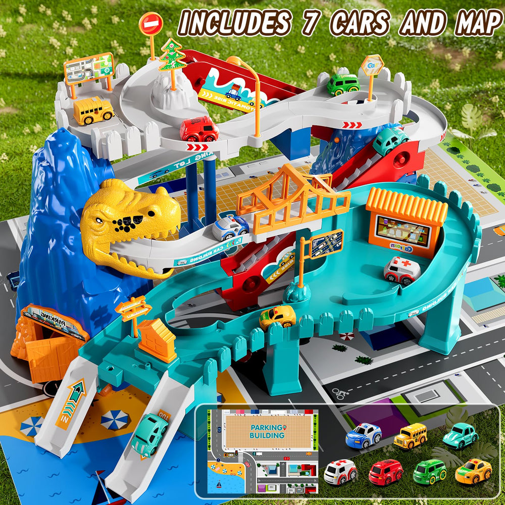 MSKOLER dinosaur-themed track makes play bright and engaging for kids.