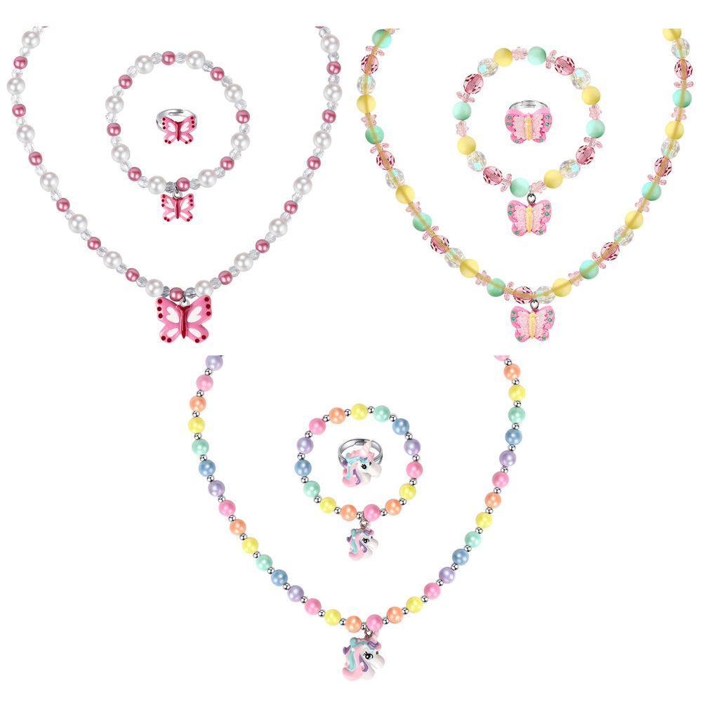 Msnailfly 3-set necklace with unicorn design for playful party looks