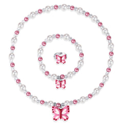 Msnailfly butterfly stretch necklace with colorful pendant for kids' outfits