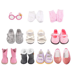 MSYO gray snow boots for 18-inch dolls, cozy winter pretend play.