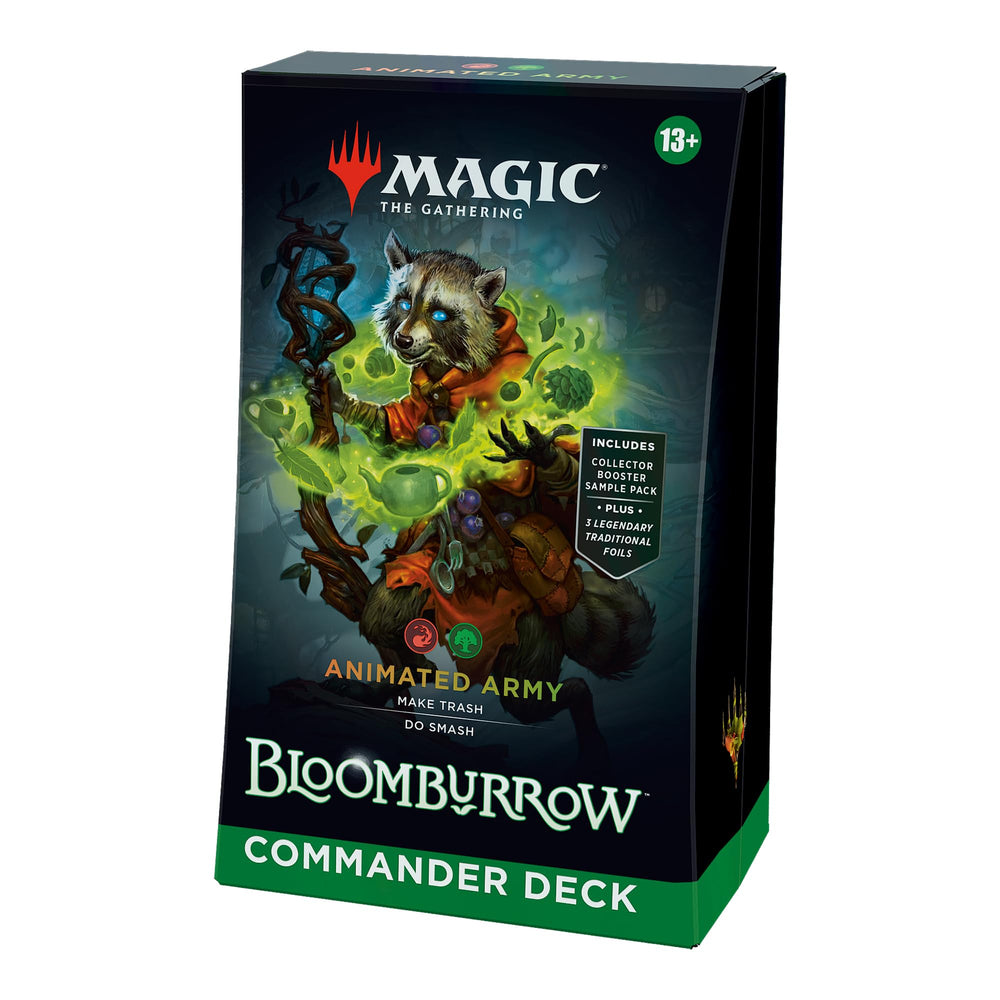 Magic the Gathering Bloomburrow Animated Army deck front view for ready to play battles.