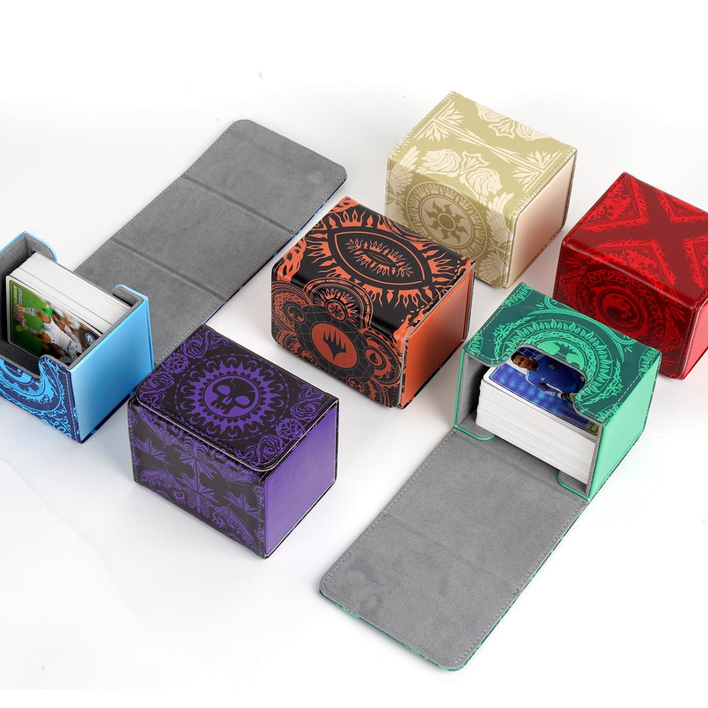 MTGPRO deck box compatible with MTG, Yu-Gi-Oh, and other card games.