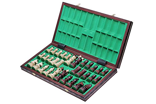 Muba board folded with interior compartments for secure piece storage