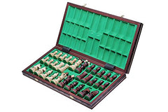 Muba board folded with interior compartments for secure piece storage