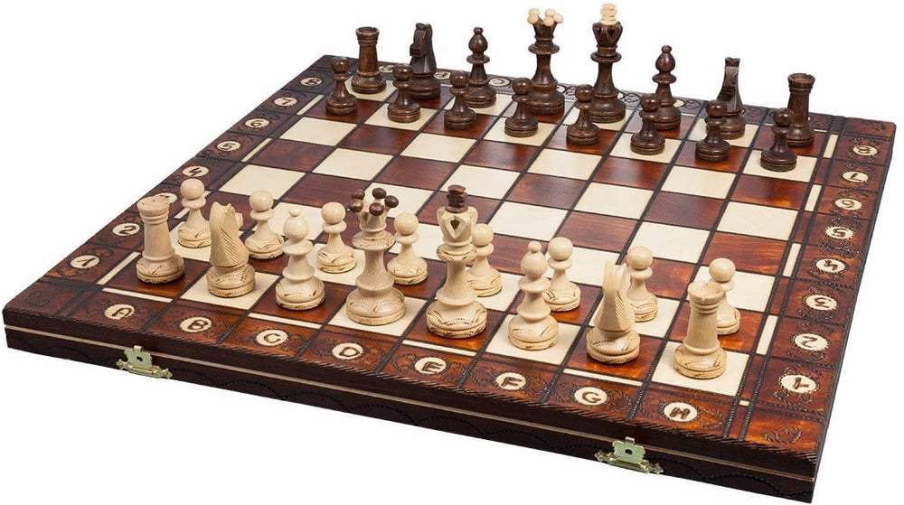 Muba weighted chess pieces in hornbeam and sycamore for stable, tactile play.