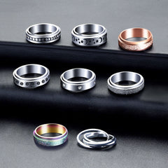 MUCAL eight-style pack fidget rings for versatile personal style
