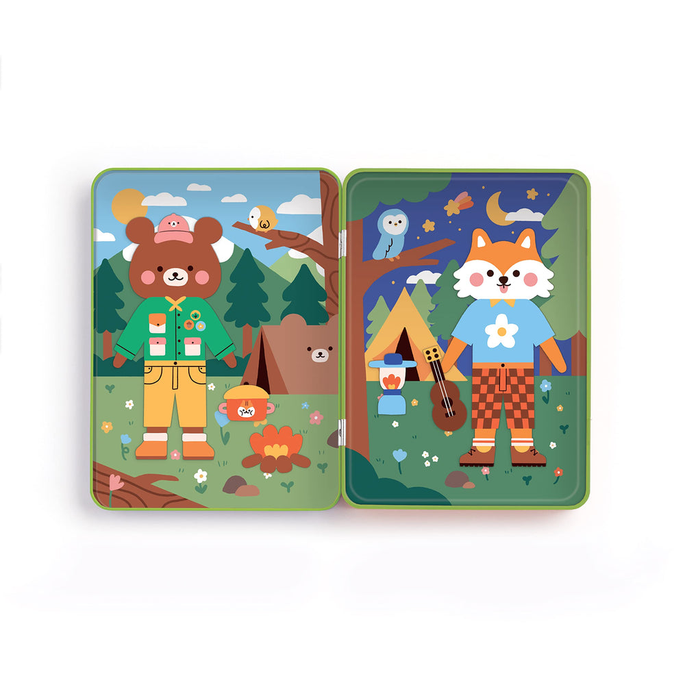 Mudpuppy Happy Camper bear character magnet fostering creative play on the go