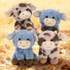 Muiteiur cow plush pink-blue bundle brightens bedrooms or party tables.