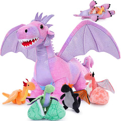 Muiteiur mom dragon pink plush — ideal for bedtime cuddles and imaginative play.