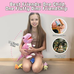 Muiteiur pink dinosaur zippered belly, secure secret pouch for baby dinos.
