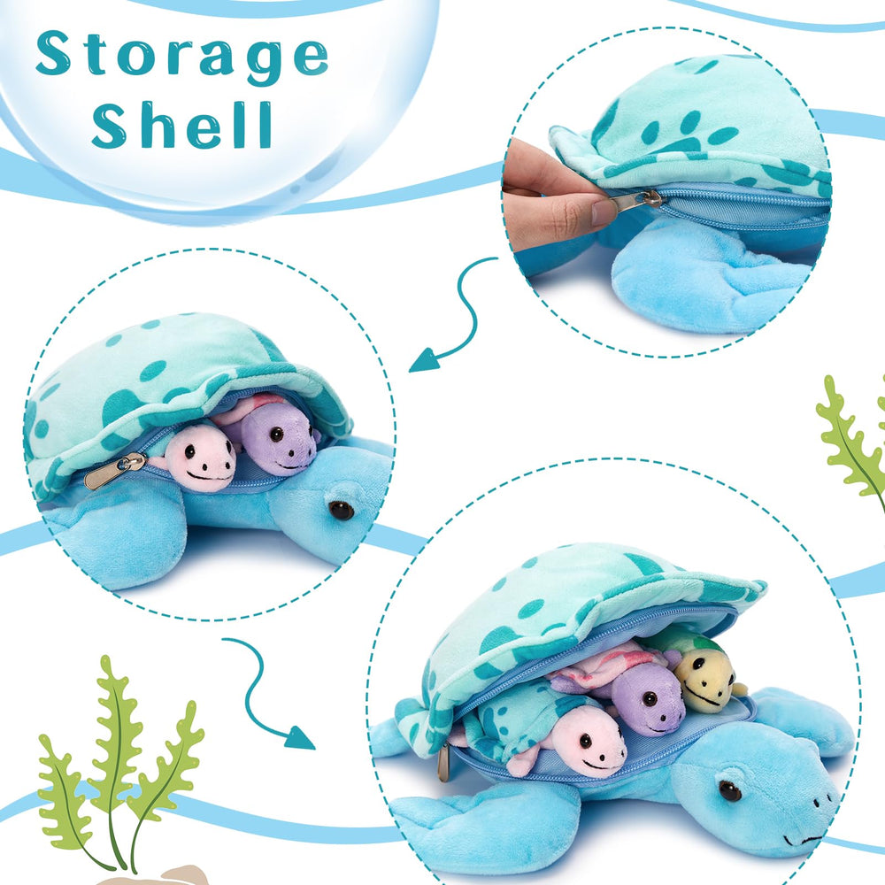 Muiteiur sea turtle plush close-up shows ultra-soft fabric.
