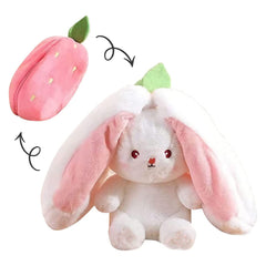 Mukorolee bunny plush strawberry design offers a soft, reversible toy for cozy play and room decor.