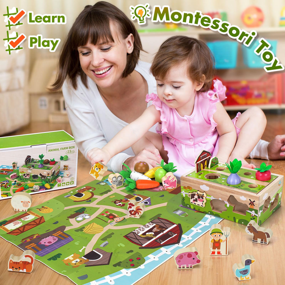MuMua vegetable garden pieces enable creative sorting and pretend farming play.