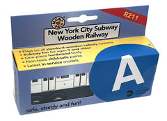MUNI PALS MP01-110A NYC subway train side view shows compatibility with wooden railways.