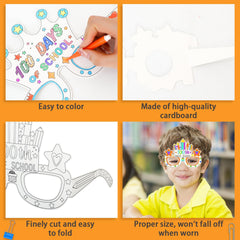 MUOUAKATE 100 Days coloring glasses design 3 trophies for celebrations
