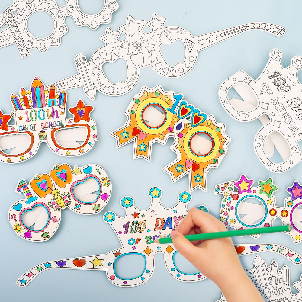 MUOUAKATE 100 Days coloring glasses design 5 hearts for milestone crafting
