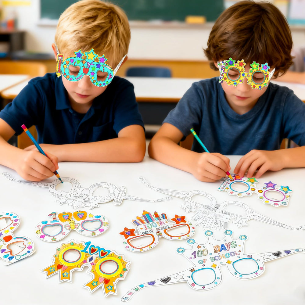 MUOUAKATE 100 Days coloring glasses design 6 confetti accents for celebrations