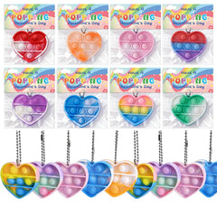 Murrilome heart shaped bubble fidget keychains for classroom sharing and party favors.