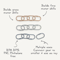 Mushie Chain Link Rings travel-friendly design for on-the-go parents