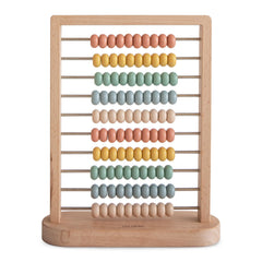 Mushie wooden abacus beads close-up for early counting practice