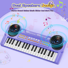MusicForset upgraded 37-keys kids piano purple color enhances cheerful learning environment.