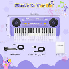 MusicForset upgraded 37-keys kids piano USB-C and battery modes offer flexible play.