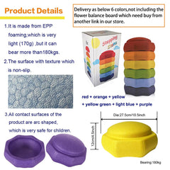 Mutasui stepping stones in bright colors boost stacking, imagination, and coordination.