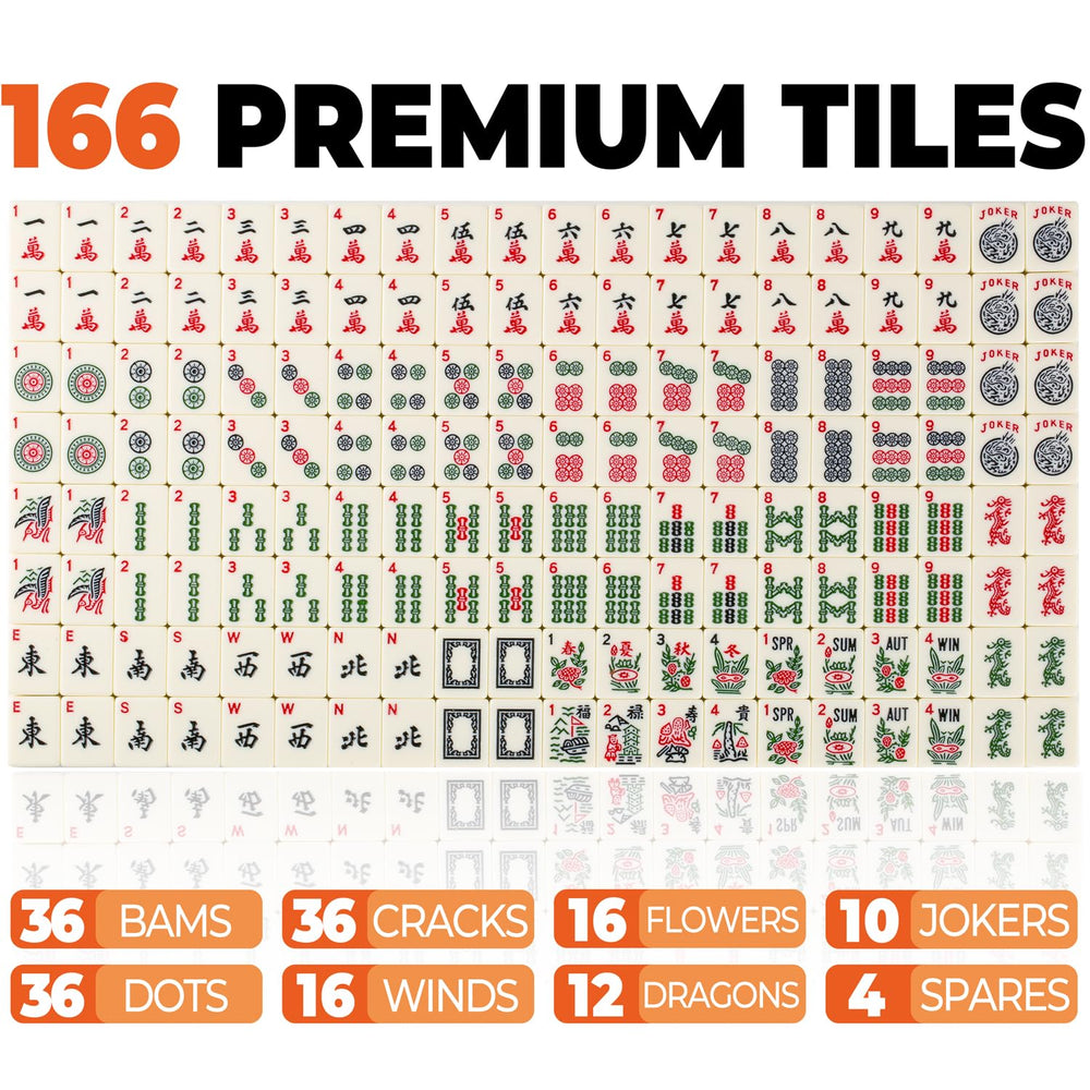 Classic white tiles with Arabic numerals and Chinese characters for clear visuals