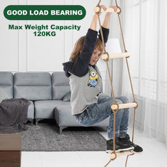 MUXHEL rope ladder in treehouse setup for backyard adventures.