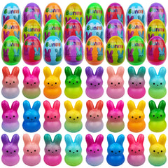 Muyiz 24-pack Easter eggs with bunny toys for hunts and gifts