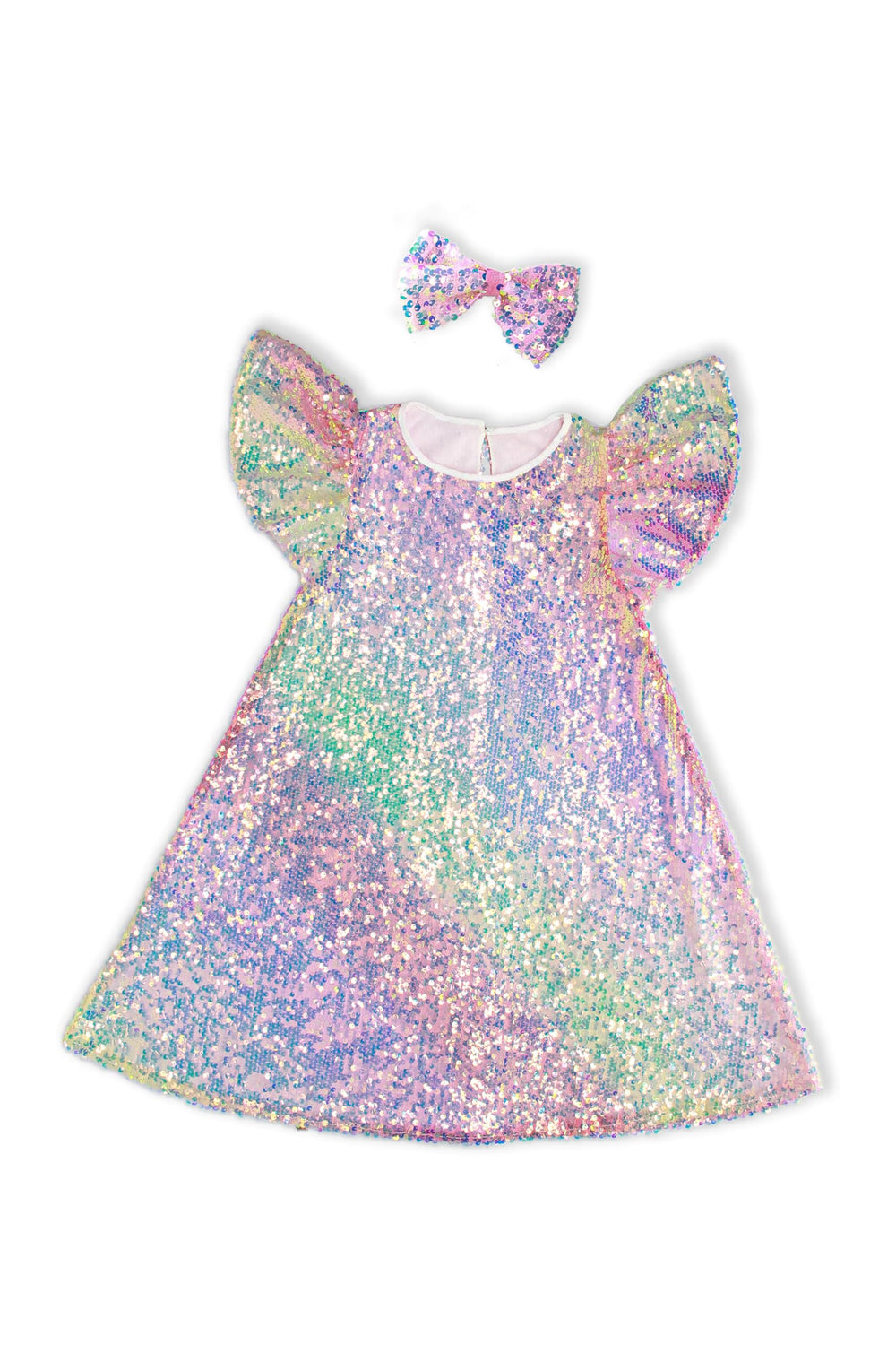 Muztagata Girls Sequin Dress, flutter sleeves add cute movement.
