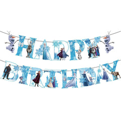MVVKUUI Frozen-themed party kit provides easy-to-assemble decorations for festive rooms.