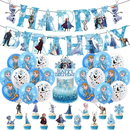 MVVKUUI Frozen banner featuring birthday design and snowflakes for a magical party backdrop.