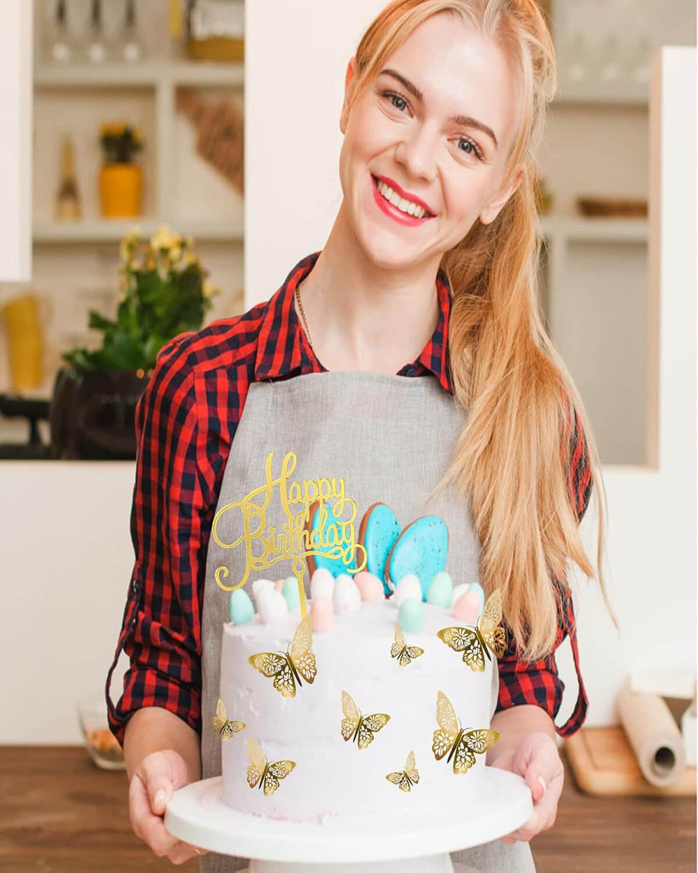 Mvwarj medium gold butterfly decor for layered cake designs