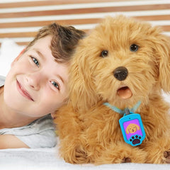 My Fuzzy Friends Moji emoji collar shows feelings during play.